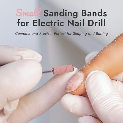 100-Pack Nail Drill Bits Set - 180 Grit Sanding Bands for Efile