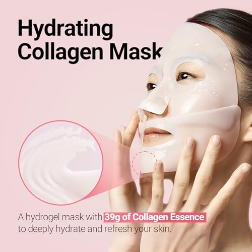 Peach Fit Collagen Gel Mask, A hydrogel mask with 300Da collagen and 12 peptides to smooth pores and improve skin texture. (39g x 5ea)