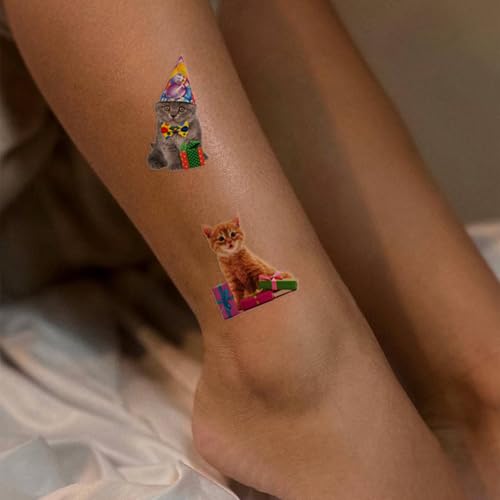 60 Cat Temporary Tattoos - Waterproof Party Favors