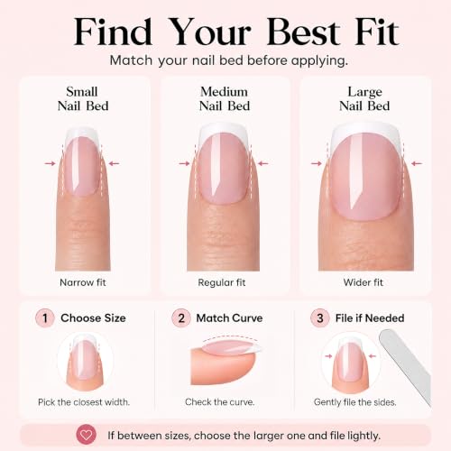 Beetles French Tips Press On Nails - 150 Pc Pink Short Square