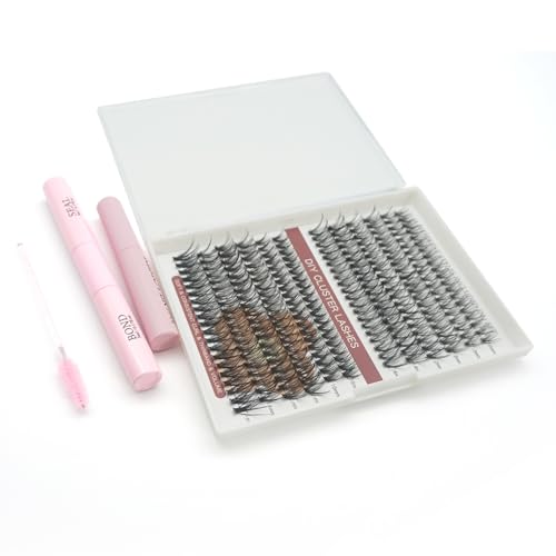 DIY Eyelash Extensions Kit - 10 Rows with Tweezers & Pink Case