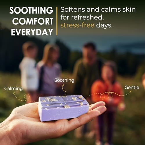 Blue Moon Elise All Natural Lavender Soap Bars, Scented with Premium Essential Oils, Handmade in the USA, Moisturizing and Therapeutic for Face/Body, For Sensitive Skin, For Men and Women (5 Pack)