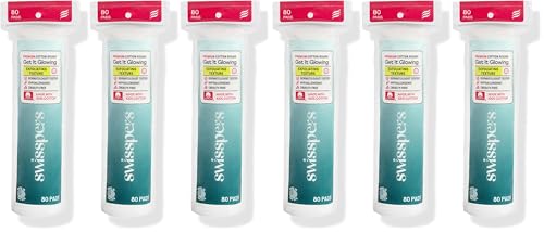 Swisspers Premium Exfoliating Cotton Rounds – Dual-Sided, 80 Count Pack of 6, Ultra Soft & Gentle for Sensitive Skin