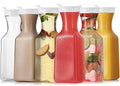 DilaBee 32oz Plastic Water Pitcher with Lid - Clear Square Carafe Set of 6