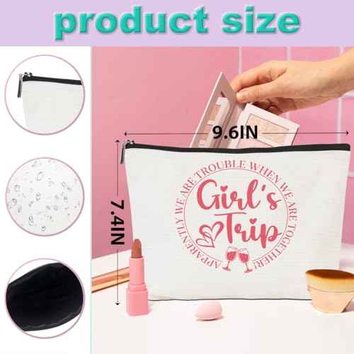 6Pcs Girls Trip Gifts Girls Weekend Makeup Bag Girls Trip 2025 Gifts Favors Summer Gifts Cosmetic Bag Toiletry Bag Zipper Pouch Weekender Bags for Women Girl Friendship Bachelorette Party Birthday