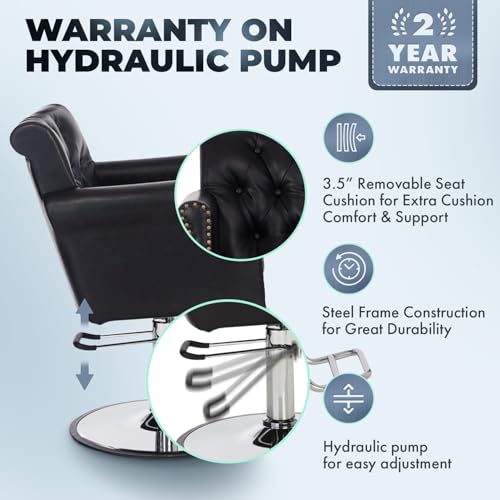 Buy-Rite Chelsea Black Tufted Salon Chair | Hydraulic Styling
