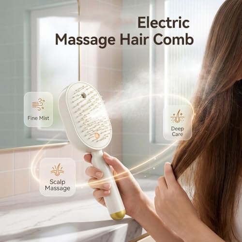 Electric Steam Hair Brush with Red Light, 3-in-1 Cordless Detangler