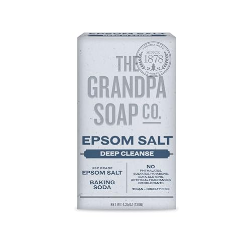 Grandpa's Epsom Salt Bar Soap by The Soap Company | Natural Face & Body Soap | Epsom Salt + Baking Soda | Deep Cleanse | Paraben Free Bar Soap | Unisex | 4.25 Oz.