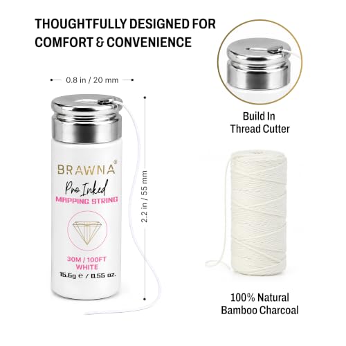 BRAWNA White Eyebrow Mapping Thread 4-Pack, 30 M Each for Precise Microblading