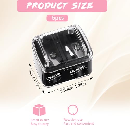 Dual Hole Makeup Pencil Sharpener Set - Precise Lip & Eye Liners, Portable, 5 Pieces