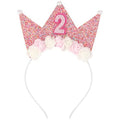 2nd Birthday Crown for Girls - Flower Tiara Headband