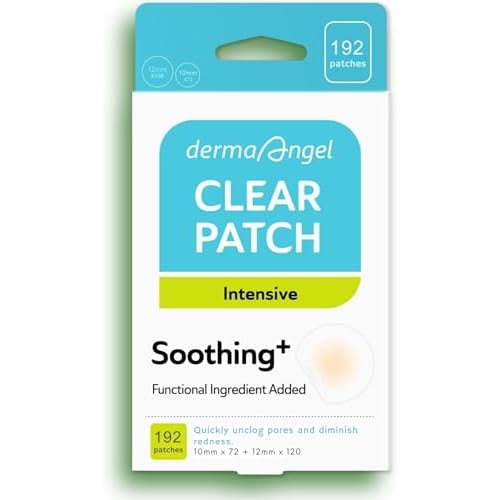 DERMA ANGEL Invisible Salicylic Acid Pimple Patches for Face - Redness Reducing Hydrocolloid Acne Patches, Clear Pimple & Zit Patches for Blind Pimples - 192 Count 2 Sizes Soothing Plus (Clear Patch)