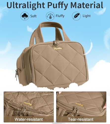 Khaki Travel Toiletry Bag with Waterproof Compartments by Bagstellar