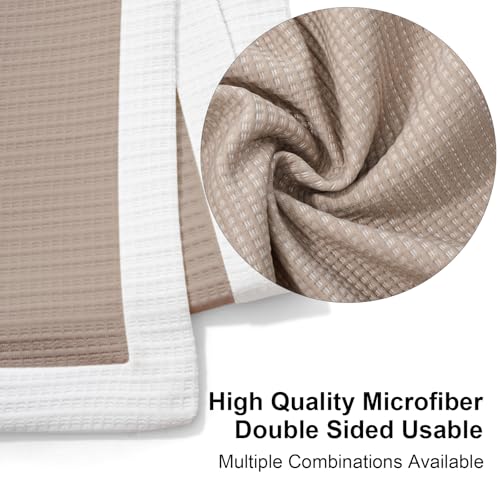 Soft Microfiber Double-Sided Blanket, Bicolourable, Breathable, 90x 65 inches (Khaki-White Plus)