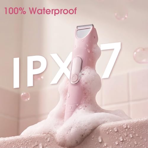 Glowlyns Bikini Trimmer for Women with Built-in Mirror - Dual Head Electric Razor Pink