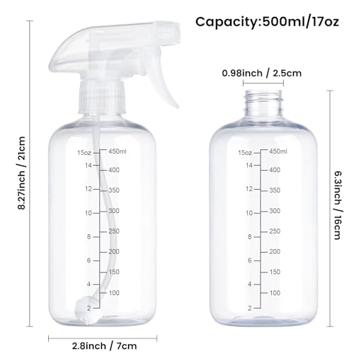 Gungtien Clear 17oz Spray Bottles 360° Upside Down Nozzle for Cleaning & Gardening