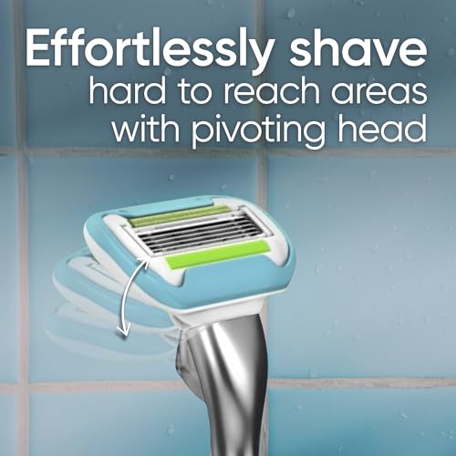 Gillette Venus Platinum Extra Smooth Metal Handle Women's Razor Handle + 4 Blade Refills, Pivoting Head and Ribbon of Moisture