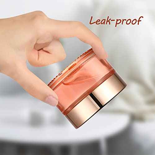 Cositina 12 Pack 1oz Pink Glass Jars,Empty Round Storage Travel Containers with Rose-Golden Lids & Inner Liners,Refillable Cosmetic Vials for Moisturizer,Creams,Salve, Lotion