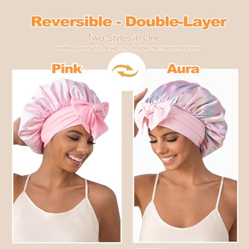 Satin Silk Bonnet for Sleeping - Double Layer Hair Cap