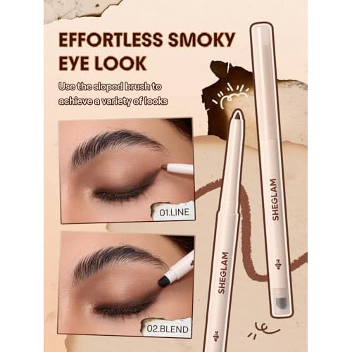 SHEGLAM Gel Glide Eyeliner Pencil Creamy Waterproof Smudgeproof Longwearing Eyeliner-Black (Pack of 2)