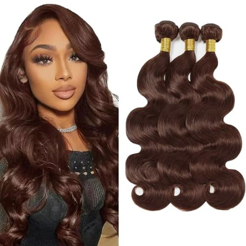 #4 Brown Body Wave Hair Bundles 14 16 18 Inch 150g