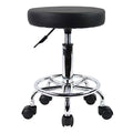 KKTONER PU Leather Rolling Stool with Foot Rest - Black