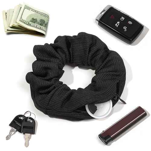 Pocket Scrunchies Holder Secret Hidden Compartment Items Velvet Hair Scrunchies Storage with Zipper Pocket for Women