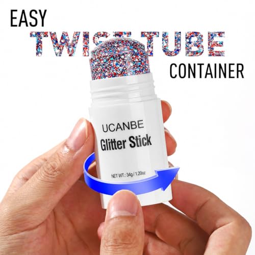 Red White Blue Glitter Stick for Face & Body Makeup