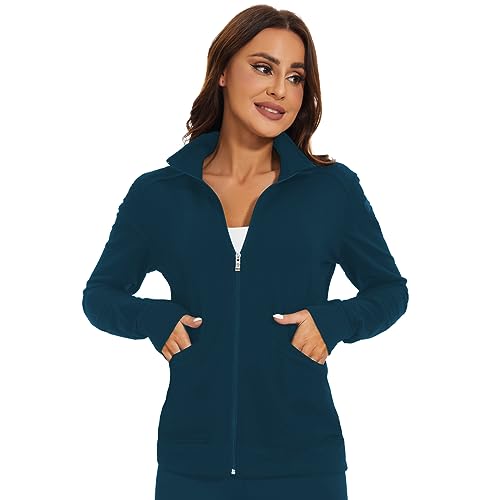 Meanzoo Women's Scrubs Jacket Zip Front Warm-up Jacket