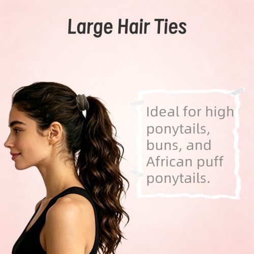Large No-Crease Hair Ties for Thick Curly Long Hair | 12 Pcs