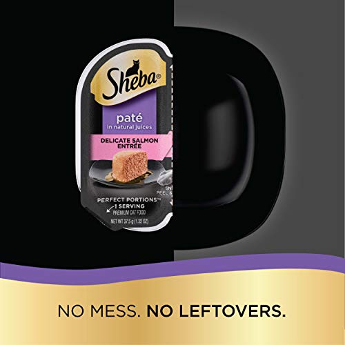 SHEBA Perfect Portions Paté Wet Cat Food Trays (12 Count, 24 Servings), Chicken and Salmon Entrée, Easy Peel Twin-Pack Trays, (Pack of 2)