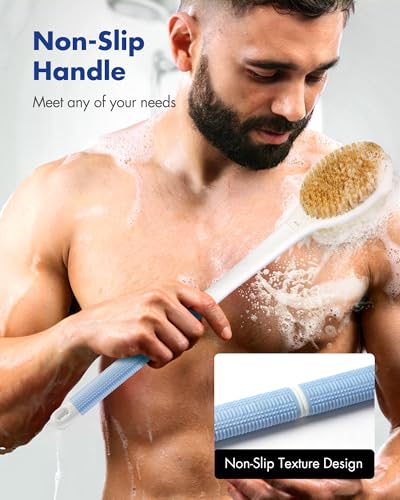 Rafow Back Scrubber Brush with 18.1" Long Handle & Dual Bristles