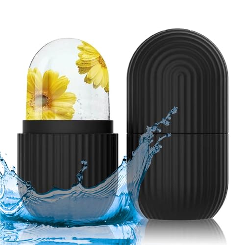 Ice Face Roller - Perfectly shaped for Face, Body, and Under Eyes - Ice Mold for Face Easy Handheld Design - Food-Grade Silicone material - Pamper Yourself with Ice - Facial Beauty Ice Roller (Black)