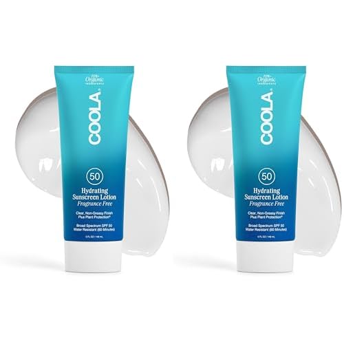 COOLA Organic Sunscreen SPF 50 Sunblock Body Lotion, Dermatologist Tested Skin Care for Daily Protection, Vegan and Gluten Free, Fragrance Free, 5 Fl Oz