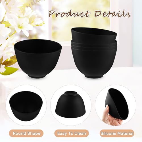 8 Pcs Silicone Facial Mask Mixing Bowl Face Mask Bowl for Women Cosmetic Mixing DIY Skin Care - Black