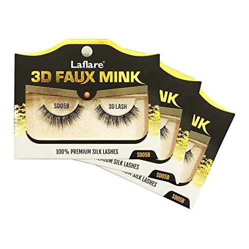 Laflare 3D Faux Mink Eyelashes - Reusable, 3 Pack Bundle