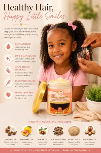 Organic Kid's Hair Butter - Detangler & Leave-In Conditioner, 8 oz