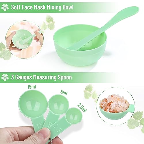 Face Mask Mixing Bowl Set, Anezus 12 Pcs DIY Facemask Mixing Tool Kit with Facial Mask Bowl Stick Spatula Silicone Brush Spray Bottle Puff Soaking Bottle Gauges