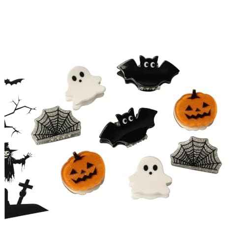 Mini Halloween Hair Claw Clips for Girls Pumpkin Ghost Bat Spider Web Designs Hair Clips Cute Halloween Hair Accessories