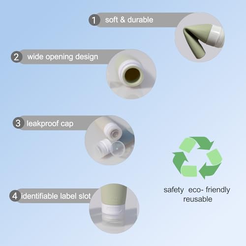 TSA Approved 3oz Silicone Travel Bottles - 4 Pack for Toiletries