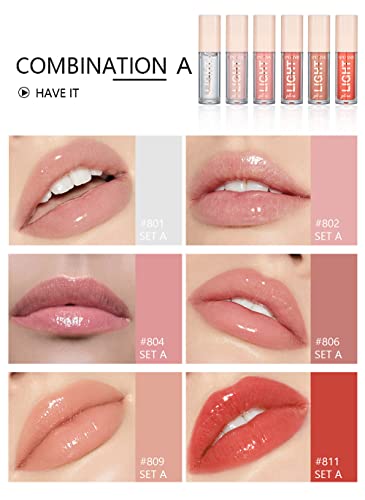 BANGFENG 6-Piece Lip Oil Gloss Set – Moisturizing Glass Finish