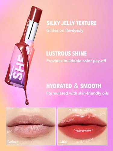 SHEGLAM Mirror Kiss High-Shine Jelly Lipstick - Hydrated & Smooth