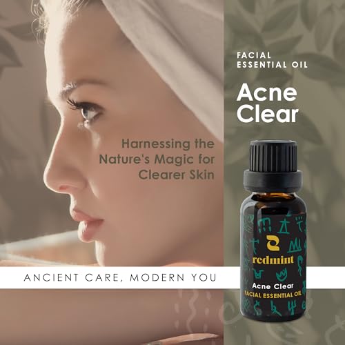 Redmint Acne Clear Facial Essential Oils | Made with 100% Organic TCM Herbal Ingredients Skincare |Natural Tried &True Acne Face Oil | Anti Acne Serum for Face to Skin Radiance| 20ml