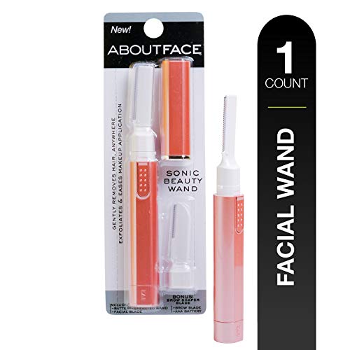About Face Sonic Beauty Wand - Electric Facial Hair Remover and Bonus Eyebrow Shaper, Ideal for Shaving, Exfoliating and Brow Shaping, Epilator for Men & Women