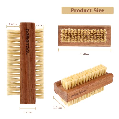 Natural Acacia Wood Nail Brush 2 Pack - Double-Sided Scrub for Hands & Nails