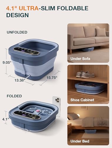 ALLJOY Blue Foldable Heated Foot Spa with Touch Screen & Massage