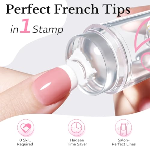 French Tip Nail Stamper Kit - 6Pcs Soft Silicone Nail Art Tool