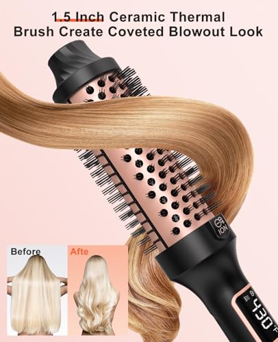 Nimmu 1.5" Heated Round Brush Curling Iron, 10 Temperature, Dual Voltage