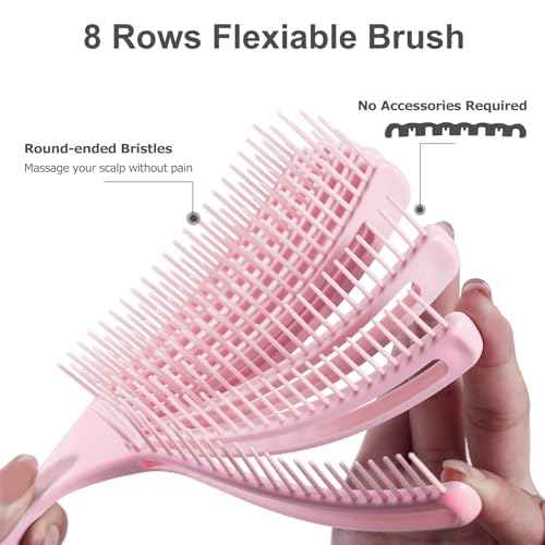 Detangler Brush for Curly Hair, Hairbrush for Wet Dry Thick Thin, Easily Comb Through Curl Hair and Reduces Breakage, Curly Brush for Women Men Kid (Pink)