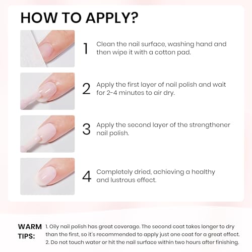 SUPWEE Quick Dry Milky Pink Nail Strengthener & Repair Polish